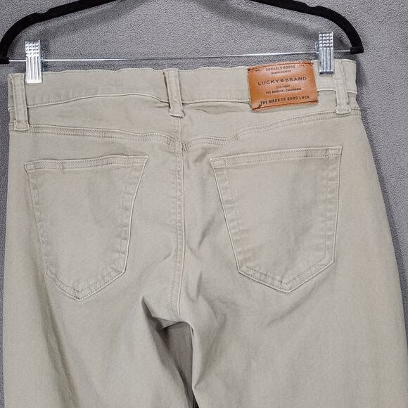 Lucky Brand 121 Slim Straight Pants sz 30x32 Mens Beige Canvas Khakis Chinos - Picture 4 of 11